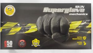 Luva nitrílica preta super glove automotiva industrial antiaderente C.A.38465