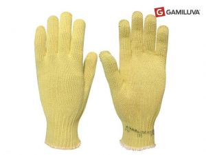 Luva tricotada de fibra aramida punho elitizado amarela – GAMILUVA C.A. 26936